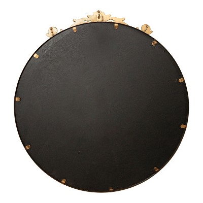 Arendahl 24" Round Gold Ornate Metal Vanity Mirror