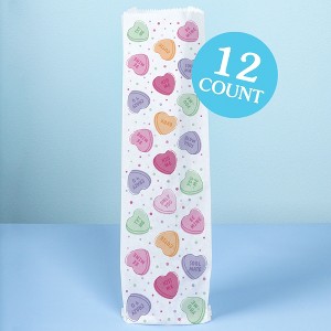 Big Dot of Happiness Valentine Hearts Wine Gift Bags, Pastel Galentine's & Valentine's Day Thank You Wine Bottle Gift Wrap, Holiday Paper Bags - 12 ct - 1 of 4