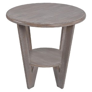COZAYH Rustic Farmhouse Wooden End Table, Round Accent Furniture for Home Living Rooms with Storage Shelf and Straight Legs, Vintage Grey Finish - 1 of 4