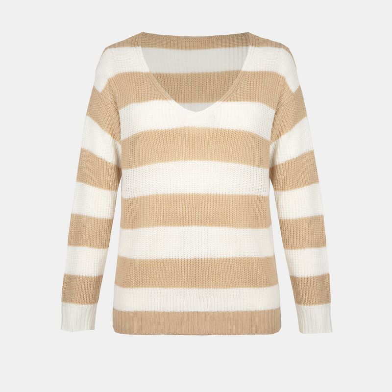 Women's Striped V-Neck Sweater - Cupshe, 2 of 9