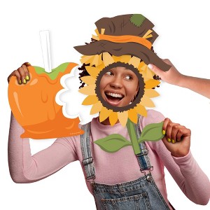 Big Dot of Happiness Fall Leaves - Sunflower, Apple and Scarecrow Decorations - Harvest Party Large Photo Props - 3 Pc - 1 of 4