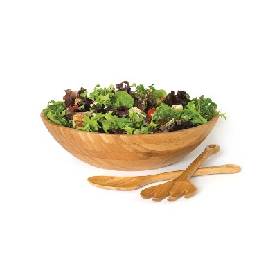 Natural Bamboo Salad Bowl Set with Servers