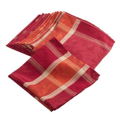 Saro 3550.R20S Plaid Design Cotton Table Napkins - Set of 4