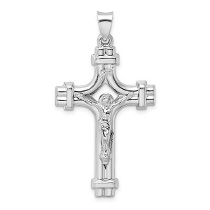 Black Bow Jewelry Men's Rhodium Plated Sterling Silver INRI Crucifix Pendant, 24 x 46mm - 1 of 4