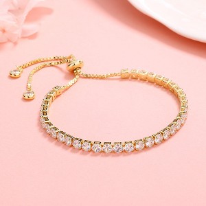 Amy and Annette 14K Gold Adjustable Tennis Bracelet with crystals from Swarovski - 1 of 4