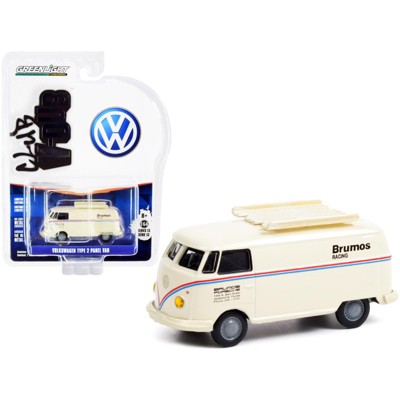 Volkswagen Type 2 Panel Van "Brumos Racing" Cream w/ Red & Blue Stripes "Club Vee V-Dub" 1/64 Diecast Model Car by Greenlight