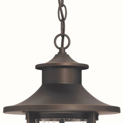 Oil Rubbed Bronze Outdoor Hanging Light with Clear Seeded Glass