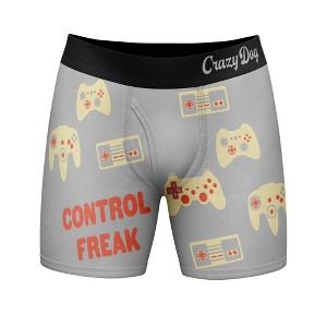 Mens Control Freak Boxer Briefs Funny Video Game Gamer Gift Graphic Novelty Underwear - Crazy Dog Boxer Briefs - 1 of 4