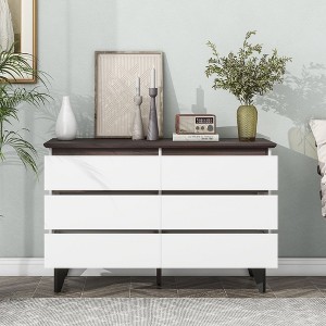 NicBex Modern 5/6-Drawer Dresser,Storage Cabinet with Classic Charm,White & Walnut Wood Drawers for Bedroom,Closet Organizers and Storage - 1 of 4