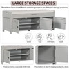 Kumasinova Rustic 3 Shutter-shaped Doors Storage Ottoman, Storage Bench with Adjustable Shelf, Entryway Bench, Shoe Bench with Removable Cushion - 2 of 4
