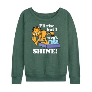Women's - Garfield - Rise But Won't Shine Lightweight French Terry Wide Neck Long Sleeve Shirt - 1 of 4