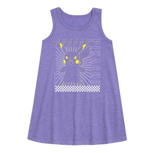 - Pokémon - Pikachu Checkered Graphic Sleeveless Aline Dress - 1 of 3