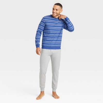 Men's Striped Long Sleeve Crew + Jogger Pajama Set - Goodfellow & Co™ Blue
