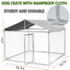 Large Metal Dog Kennel, Heavy Duty Dog Cage with Roof, Lock, Galvanized Chain Link Crate with Waterproof Cover, for Patio, Yard and Living Room - 3 of 4