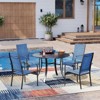 EROMMY 5 Piece Patio Dining Set, Outdoor Dining Table And Chairs Set For 4, 4 Textilene Chairs, 1 Iron Round Table With Adjustable Umbrella Hole - 2 of 4