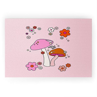 Daily Regina Designs Colorful Mushrooms And Flowers 36" x 24" Welcome Mat - Society6