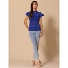 INSPIRE CHIC Women's Elegant Floral Lace Short Sleeve Keyhole Back Semi-Sheer Top - 3 of 4