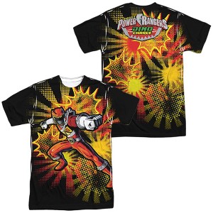 Men's Power Rangers Red Ranger Burst (Front Back Print) Short Sleeve Costume T-Shirt - 1 of 4