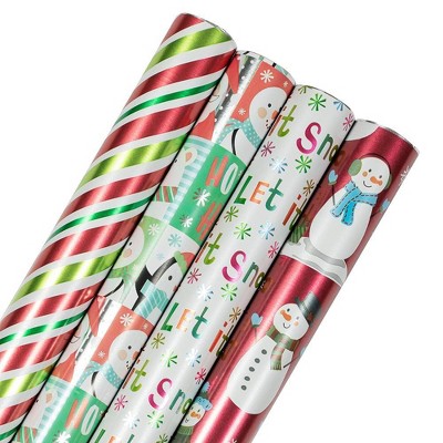 JAM Paper & Envelope 5ct Premium Kraft Christmas Gift Wrap Rolls