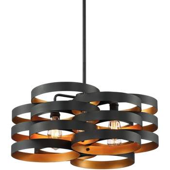 Possini Euro Design Zia Black Gold Chandelier 25 1/2" Wide Modern 6-Light Fixture for Dining Room House Foyer Kitchen Island Entryway Bedroom Home