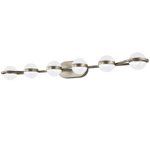 VYNXARIA Gold Wall Lights, 43" Minimalist 6-Light Vanity Fixture with Crystal Sand Shades for Bathroom and Mirror Decor - 1 of 4
