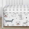 Sweet Jojo Designs Boy, Girl, Unisex/Gender Neutral Baby Crib Bedding Set - Cartoon Puppy Grey Taupe and Blue 4pc - 4 of 4