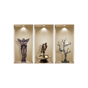 HomeRoots Set of Three Acy Faux Niche 3D Peel and Stick Wall Decals - 1 of 4