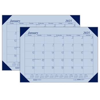 House of Doolittle® Academic Ecotones Calendar Desk Pad, Orchid Paper/Cordovan Holder, Pack of 2
