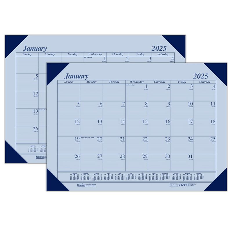 House of Doolittle® Academic Ecotones Calendar Desk Pad, Orchid Paper/Cordovan Holder, Pack of 2, 1 of 3