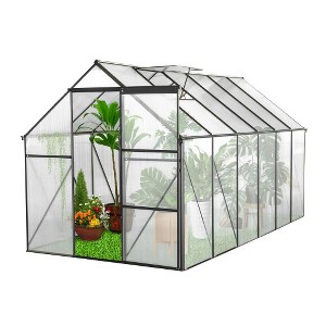 Mini Greenhouse, Greenhouses For Outdoors With Adjustable Roof, Galvanized Base, Sliding Door, Drainage System, Aluminum Frame Outdoor Greenhouse - 1 of 4