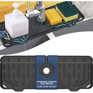 Silicone Faucet Drip Catcher Mat - Sink Soap Sponge Holder, Drying Splash Guard for Kitchen Bathroom - 1 of 4