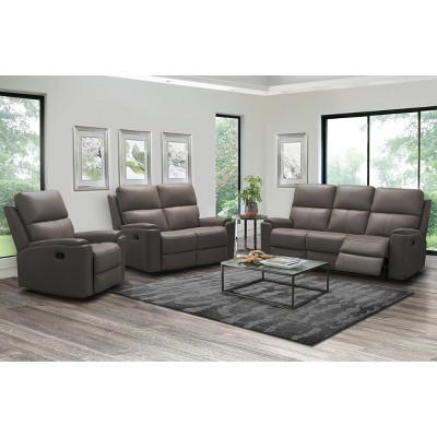 Andrew Top Grain Leather Reclining Sofa Set Gray - Abbyson Living