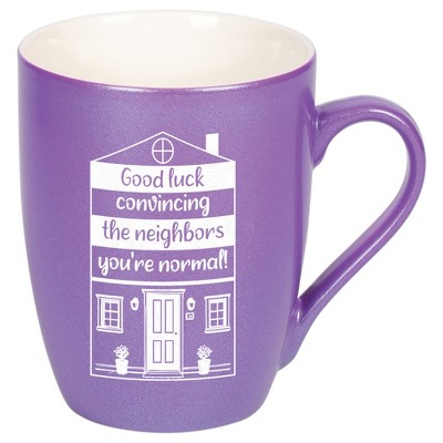 Elanze Designs 10 Ounce Ceramic Decorative Laser Engraved Giftable Novelty Tea Coffee Cup Mug Passion Purple Good luck convincing the neighbors