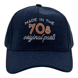 Made In The 70s Original Parts Hat Funny Sarcastic Birthday Graphic Novelty Cap - Crazy Dog Hat Navy Standard - 1 of 4