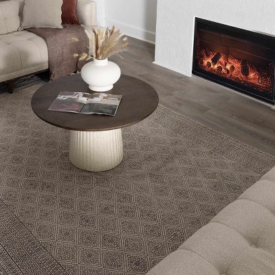 Handmade Black and Beige Cotton Rectangular Area Rug 5' x 7'