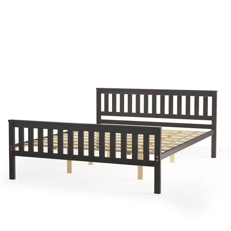 Costway Queen Wood Platform Bed with Headboard and Footboard Mattress Foundation, 1 of 11