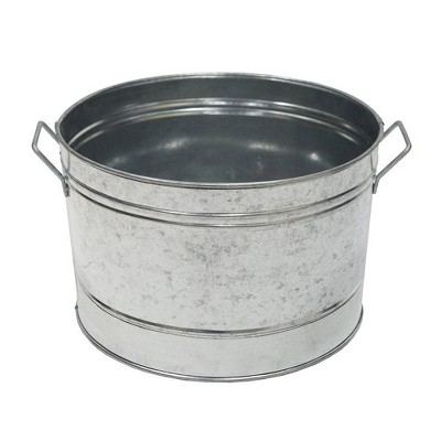 16.25" Rustic Round Tub with 2 Side Handles Steel - ACHLA Designs