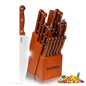 VAVSEA Knife Block Set, 16 Pieces Kitchen Knife Set with Block, Stainless Steel Knife Set for Gift - 1 of 4