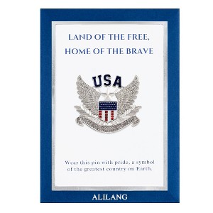 Anna-Kaci USA American Flag Shield with Bird Wings Silver Tone Brooch with Patriotic Gift Message Card & Envelope Jewelry Gifts - 1 of 4