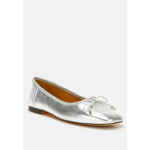 Primrose Metallic Pleather Bow Ballerinas - 1 of 4