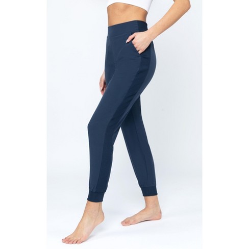 90 Degree By Reflex Womens Lightstreme Jogger Pants with Ribbed Details -  Mood Indigo - Medium