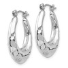 Black Bow Jewelry 6mm x 23mm Hammered Puffed Oval Hoops in 14k White Gold - 2 of 4