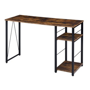 GlasFlength Desks Metal Frame Rustic Computer Desk Gaming Desk Home Office Desk Simple Design for Small Spaces, Brown, 47.5"*19.5"*28.5" - 1 of 4