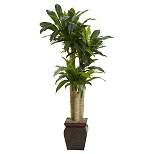 Nearly Natural 4.5' Cornstalk Dracaena Silk Plant with Vase (Real Touch)