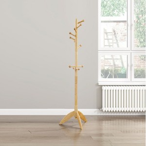 TOBILI  Finish Coat Rack Solid Wood, 11 Hooks Coat Hanger Stand Entryway Home Furniture 1pc - 1 of 4