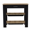 Depot E-Shop Kitchen Island 37" H, Two Open Storage Shelves, One Drawer, Four Legs,Towel Hanger - 2 of 4