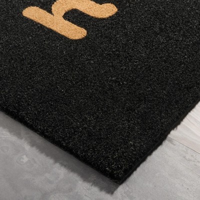 Hiya Painted Black Coir Non-Slip Welcome Door Mat 18"x30"