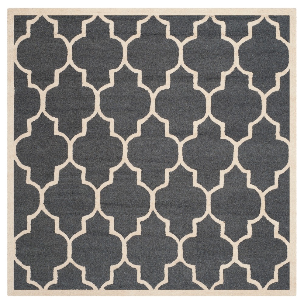 8'x8' Square Aleander Rug II Dark Gray/Ivory Square - Safavieh