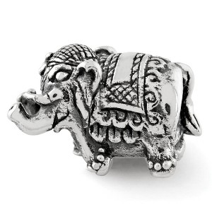 Black Bow Jewelry Double Sided Circus Elephant Bead Charm in Antiqued Sterling Silver - 1 of 3