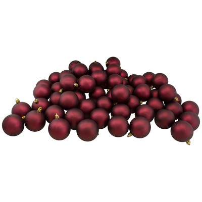 Northlight 60ct Shatterproof Matte Christmas Ball Ornament Set 2.5" - Burgundy